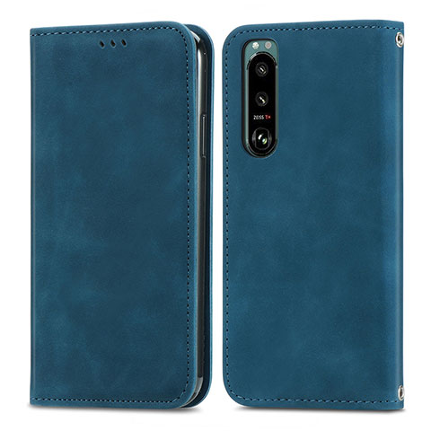 Funda de Cuero Cartera con Soporte Carcasa S04D para Sony Xperia 5 III Azul