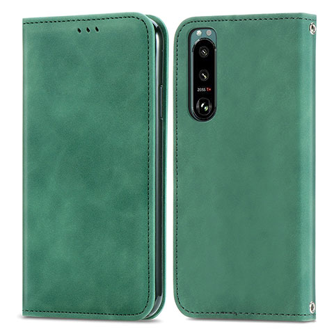 Funda de Cuero Cartera con Soporte Carcasa S04D para Sony Xperia 5 III SO-53B Verde