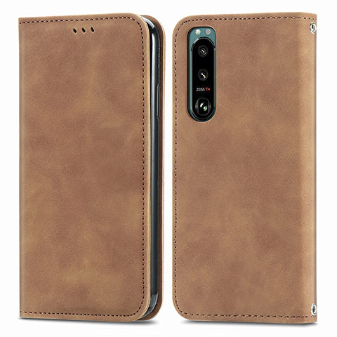 Funda de Cuero Cartera con Soporte Carcasa S04D para Sony Xperia 5 IV Marron