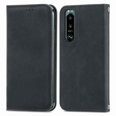 Funda de Cuero Cartera con Soporte Carcasa S04D para Sony Xperia 5 IV Negro