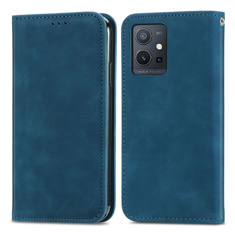 Funda de Cuero Cartera con Soporte Carcasa S04D para Vivo iQOO Z6 5G Azul