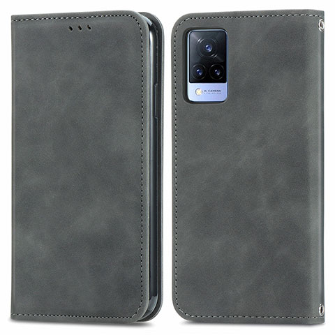 Funda de Cuero Cartera con Soporte Carcasa S04D para Vivo V21 5G Gris