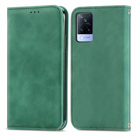 Funda de Cuero Cartera con Soporte Carcasa S04D para Vivo V21 5G Verde