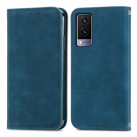 Funda de Cuero Cartera con Soporte Carcasa S04D para Vivo V21e 5G Azul