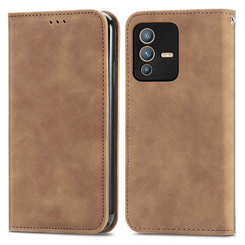 Funda de Cuero Cartera con Soporte Carcasa S04D para Vivo V23 5G Marron