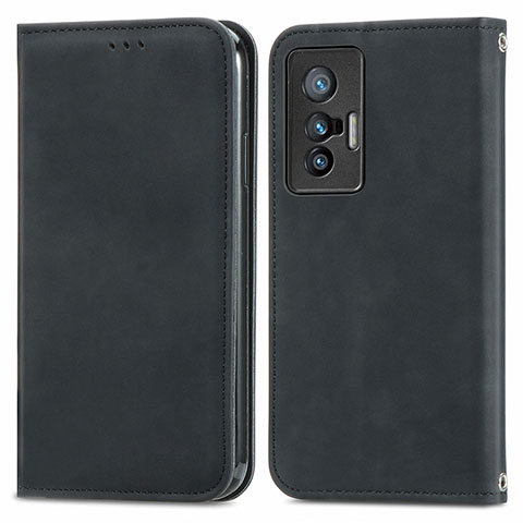 Funda de Cuero Cartera con Soporte Carcasa S04D para Vivo X70 5G Negro