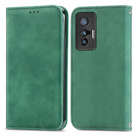 Funda de Cuero Cartera con Soporte Carcasa S04D para Vivo X70 5G Verde