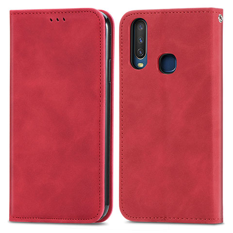 Funda de Cuero Cartera con Soporte Carcasa S04D para Vivo Y11 Rojo