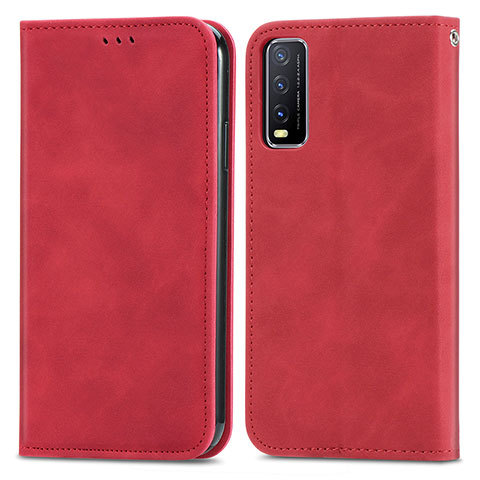 Funda de Cuero Cartera con Soporte Carcasa S04D para Vivo Y11s Rojo