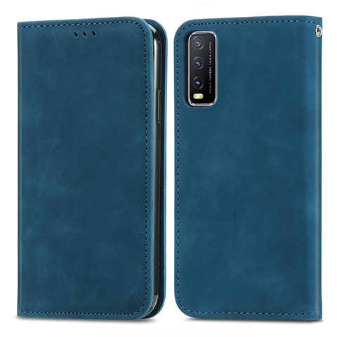 Funda de Cuero Cartera con Soporte Carcasa S04D para Vivo Y12A Azul