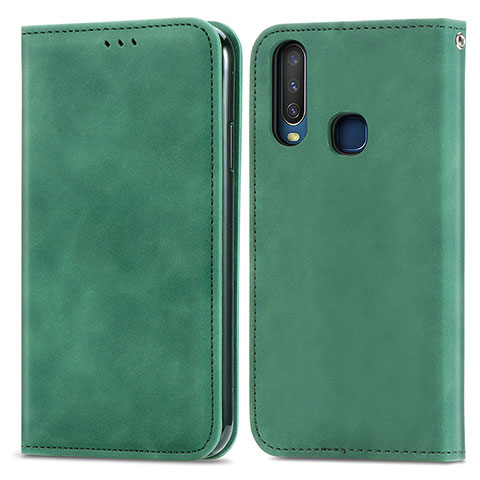 Funda de Cuero Cartera con Soporte Carcasa S04D para Vivo Y15 Verde