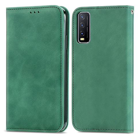 Funda de Cuero Cartera con Soporte Carcasa S04D para Vivo Y20s G Verde