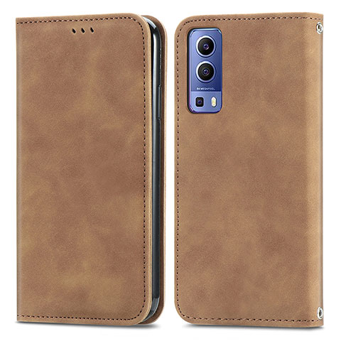 Funda de Cuero Cartera con Soporte Carcasa S04D para Vivo Y52 5G Marron