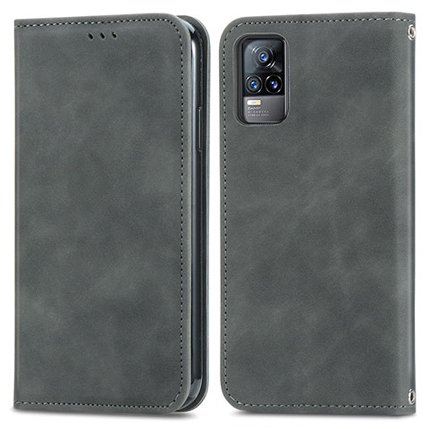 Funda de Cuero Cartera con Soporte Carcasa S04D para Vivo Y73 (2021) Gris