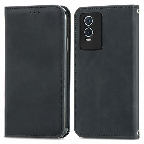 Funda de Cuero Cartera con Soporte Carcasa S04D para Vivo Y76s 5G Negro