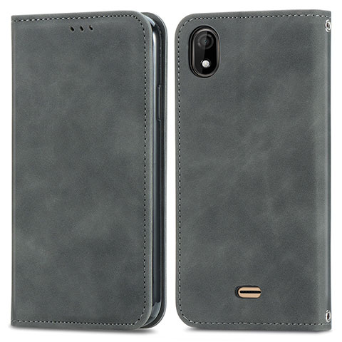 Funda de Cuero Cartera con Soporte Carcasa S04D para Wiko Y61 Gris