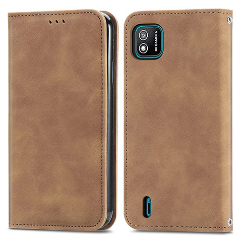 Funda de Cuero Cartera con Soporte Carcasa S04D para Wiko Y62 Marron