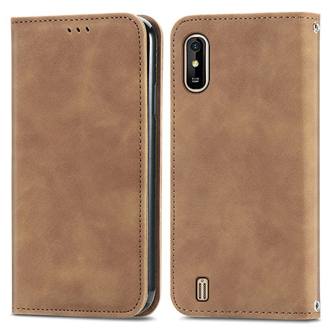 Funda de Cuero Cartera con Soporte Carcasa S04D para Wiko Y81 Marron