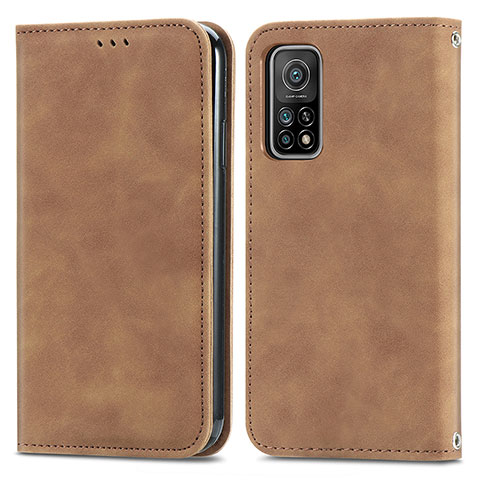 Funda de Cuero Cartera con Soporte Carcasa S04D para Xiaomi Mi 10T 5G Marron