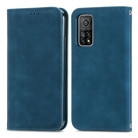 Funda de Cuero Cartera con Soporte Carcasa S04D para Xiaomi Mi 10T Pro 5G Azul