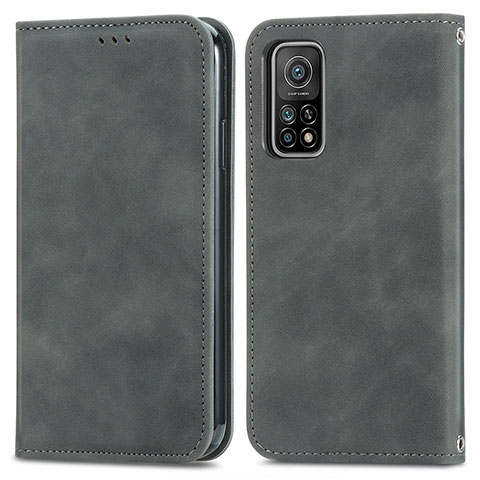 Funda de Cuero Cartera con Soporte Carcasa S04D para Xiaomi Mi 10T Pro 5G Gris