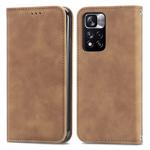 Funda de Cuero Cartera con Soporte Carcasa S04D para Xiaomi Mi 11i 5G (2022) Marron