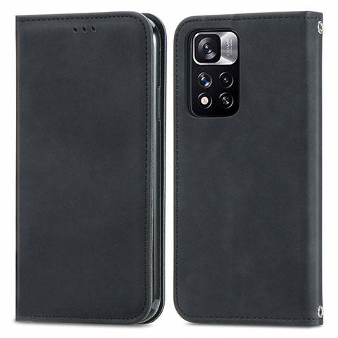 Funda de Cuero Cartera con Soporte Carcasa S04D para Xiaomi Mi 11i 5G (2022) Negro