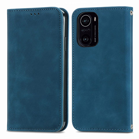 Funda de Cuero Cartera con Soporte Carcasa S04D para Xiaomi Mi 11i 5G Azul