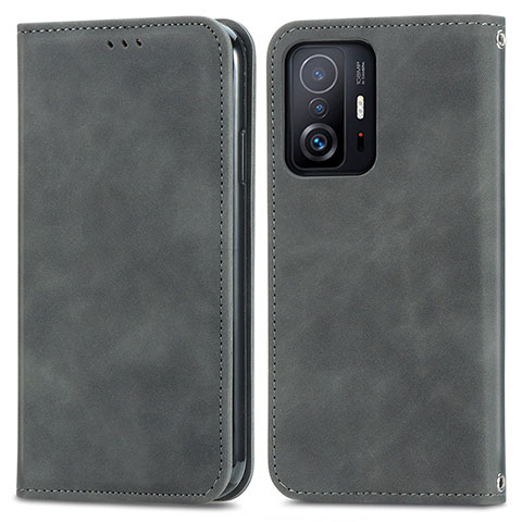 Funda de Cuero Cartera con Soporte Carcasa S04D para Xiaomi Mi 11T 5G Gris