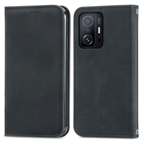 Funda de Cuero Cartera con Soporte Carcasa S04D para Xiaomi Mi 11T 5G Negro