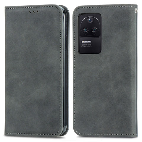 Funda de Cuero Cartera con Soporte Carcasa S04D para Xiaomi Poco F4 5G Gris