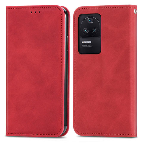 Funda de Cuero Cartera con Soporte Carcasa S04D para Xiaomi Poco F4 5G Rojo