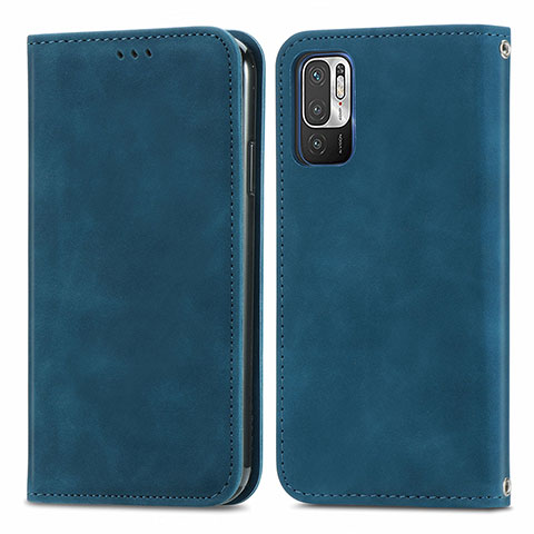 Funda de Cuero Cartera con Soporte Carcasa S04D para Xiaomi POCO M3 Pro 5G Azul