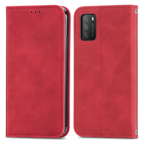 Funda de Cuero Cartera con Soporte Carcasa S04D para Xiaomi Poco M3 Rojo