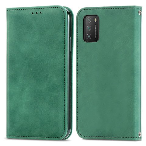 Funda de Cuero Cartera con Soporte Carcasa S04D para Xiaomi Poco M3 Verde