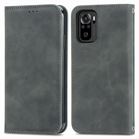 Funda de Cuero Cartera con Soporte Carcasa S04D para Xiaomi Poco M5S Gris