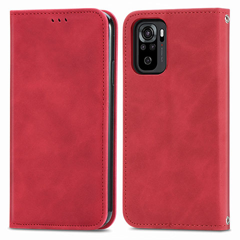 Funda de Cuero Cartera con Soporte Carcasa S04D para Xiaomi Poco M5S Rojo