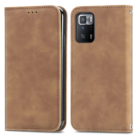 Funda de Cuero Cartera con Soporte Carcasa S04D para Xiaomi Poco X3 GT 5G Marron