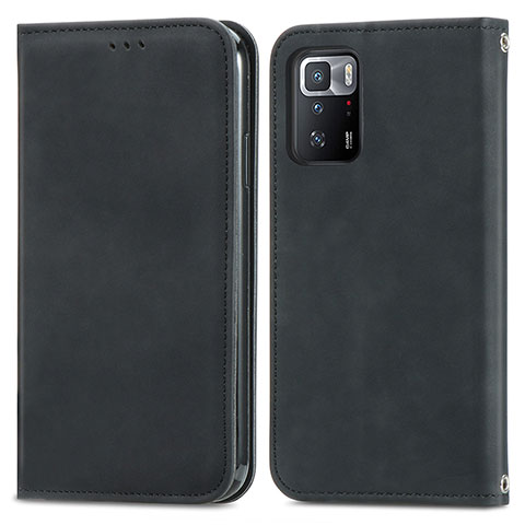 Funda de Cuero Cartera con Soporte Carcasa S04D para Xiaomi Poco X3 GT 5G Negro