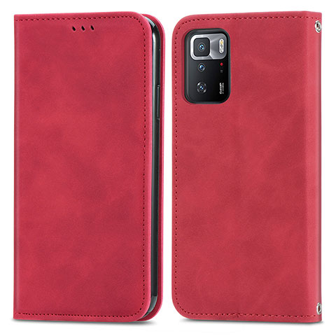 Funda de Cuero Cartera con Soporte Carcasa S04D para Xiaomi Poco X3 GT 5G Rojo