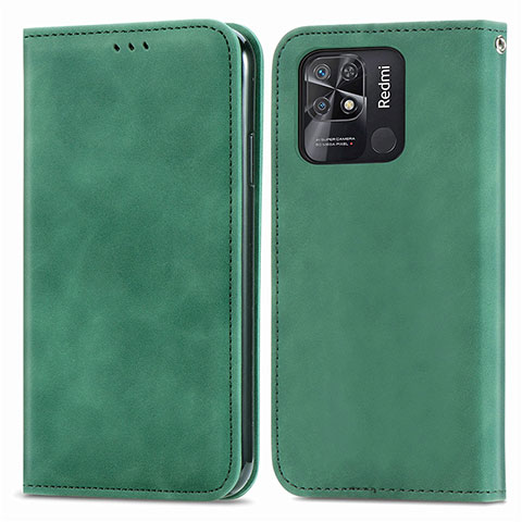 Funda de Cuero Cartera con Soporte Carcasa S04D para Xiaomi Redmi 10 India Verde