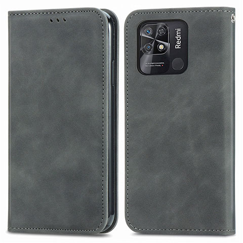 Funda de Cuero Cartera con Soporte Carcasa S04D para Xiaomi Redmi 10C 4G Gris