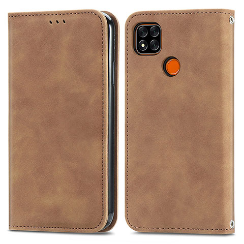 Funda de Cuero Cartera con Soporte Carcasa S04D para Xiaomi Redmi 9 Activ Marron