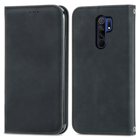 Funda de Cuero Cartera con Soporte Carcasa S04D para Xiaomi Redmi 9 Negro