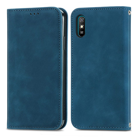 Funda de Cuero Cartera con Soporte Carcasa S04D para Xiaomi Redmi 9A Azul