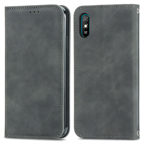 Funda de Cuero Cartera con Soporte Carcasa S04D para Xiaomi Redmi 9A Gris