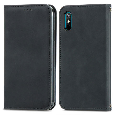 Funda de Cuero Cartera con Soporte Carcasa S04D para Xiaomi Redmi 9A Negro