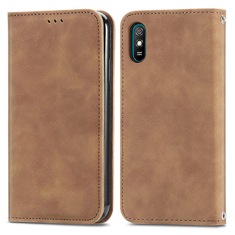 Funda de Cuero Cartera con Soporte Carcasa S04D para Xiaomi Redmi 9AT Marron