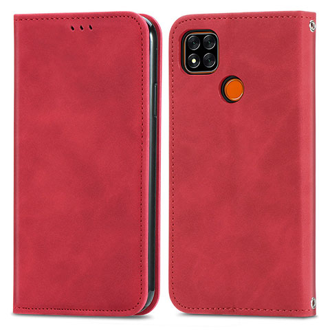 Funda de Cuero Cartera con Soporte Carcasa S04D para Xiaomi Redmi 9C Rojo