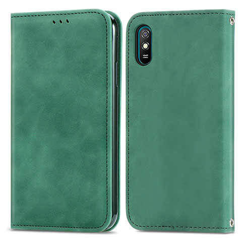 Funda de Cuero Cartera con Soporte Carcasa S04D para Xiaomi Redmi 9i Verde